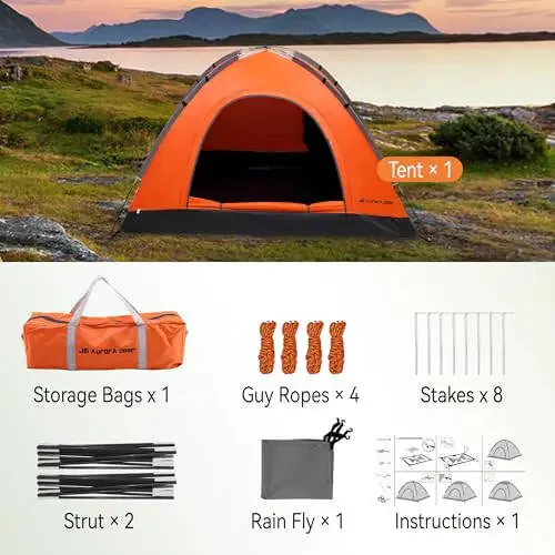 2 Person Camping Tent 4 Person Tents for Camping Windproof Tents for Camping Hiking Backpacking Traveling 2/3/4 Family People Tents for Camping Portable Tent with Carry Bag - 6