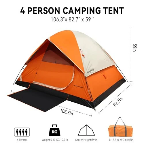 2 Person Camping Tent 4 Person Tents for Camping Windproof Tents for Camping Hiking Backpacking Traveling 2/3/4 Family People Tents for Camping Portable Tent with Carry Bag - 2