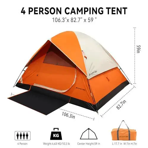2 Person Camping Tent 4 Person Tents for Camping Windproof Tents for Camping Hiking Backpacking Traveling 2/3/4 Family People Tents for Camping Portable Tent with Carry Bag - 2