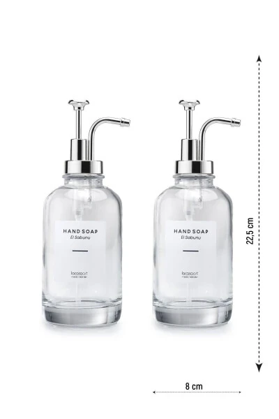 2-Piece 500 ml Countertop Glass Liquid Soap Dispenser Kitchen (6 LABELS) Lcats20121 - 4