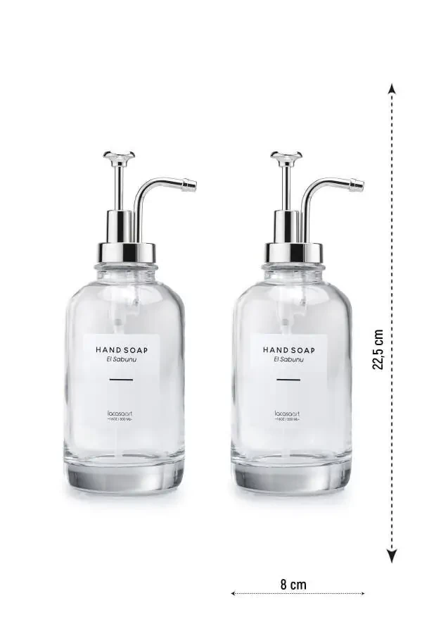 2-Piece 500 ml Countertop Glass Liquid Soap Dispenser Kitchen (6 LABELS) Lcats20121 - 4
