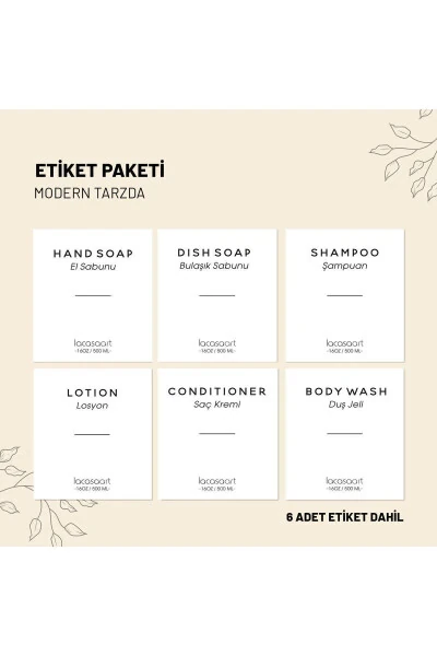 2-Piece 500 ml Countertop Glass Liquid Soap Dispenser Kitchen (6 LABELS) Lcats20121 - 5