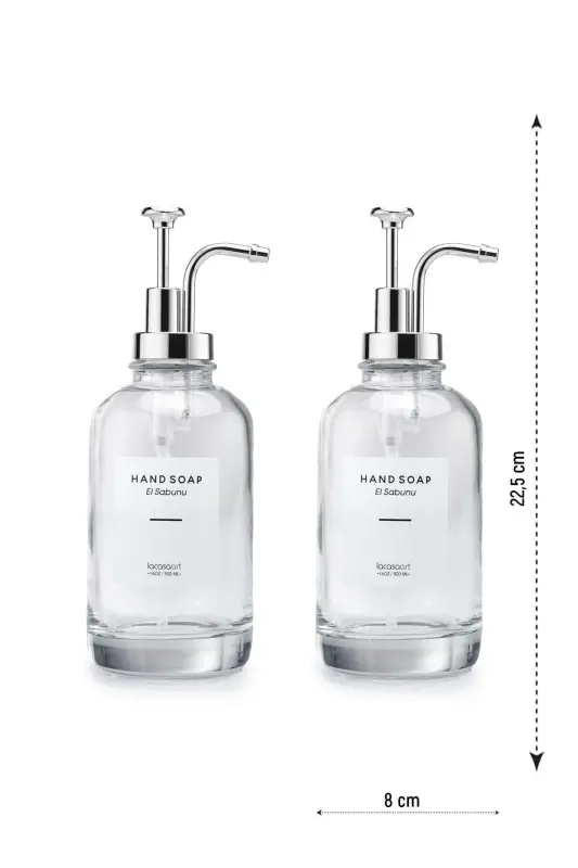 2-Piece 500 ml Countertop Glass Liquid Soap Dispenser Kitchen (6 LABELS) Lcats20121 - 5
