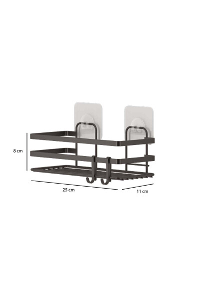 2 Piece Adhesive Hooked Bathroom Shelf Matte Black St281h - 3