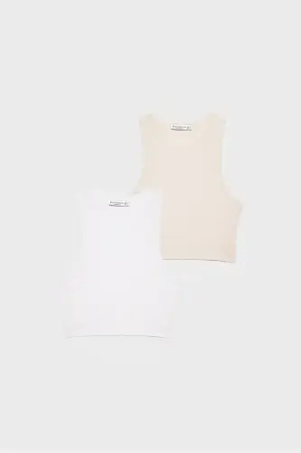 2-Piece Basic Ribbed Crop Top Set - 6