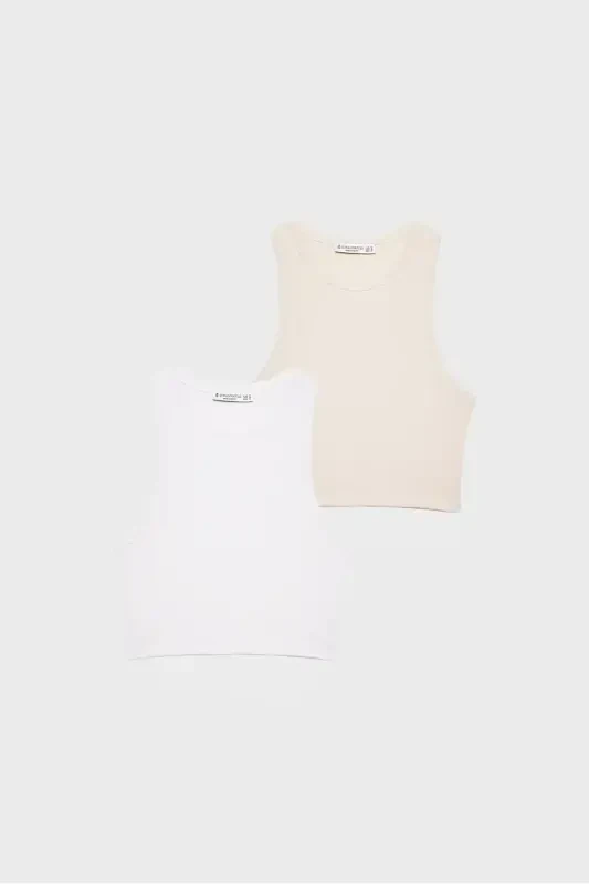 2-Piece Basic Ribbed Crop Top Set - 6