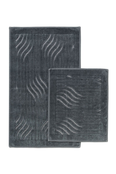 2 Piece Bath Mat Set with Fan Pattern - 100% Cotton - 1