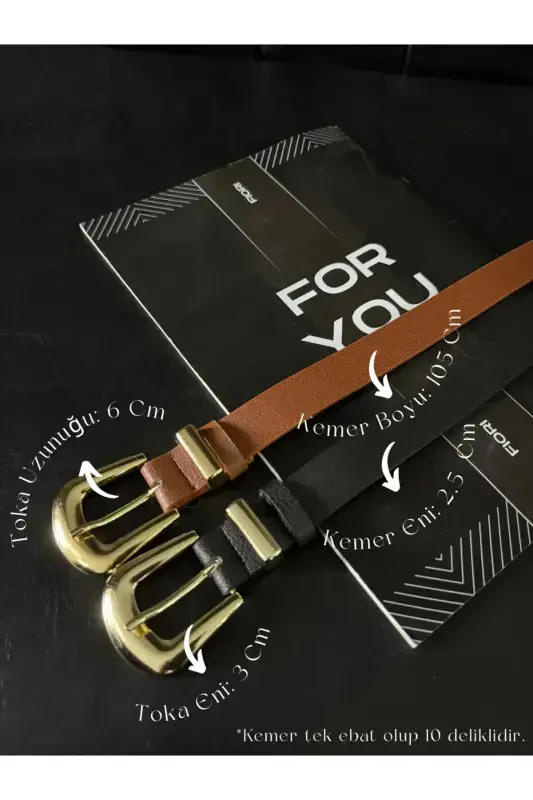 2-Piece Bridge Buckle Tip Set Women's Pants Belt, Jacket Belt, Dress Belt, Shirt Belt - Black - FIORI