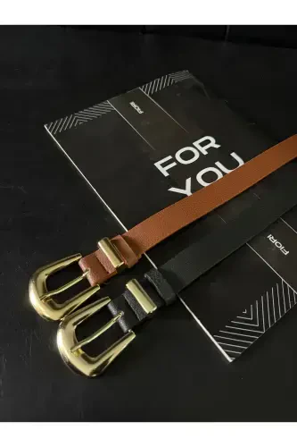 2-Piece Bridge Buckle Tip Set Women's Pants Belt, Jacket Belt, Dress Belt, Shirt Belt - Black - 4