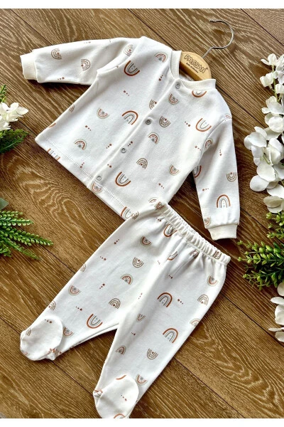 2-Piece Cotton Baby Top and Bottom Pajama Set with Footie - 3