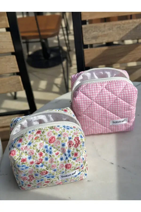 2-Piece Crunchy and Square Pattern Makeup Bag - Small Size - 6