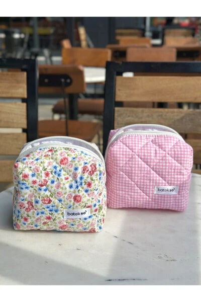 2-Piece Crunchy and Square Pattern Makeup Bag - Small Size - 3