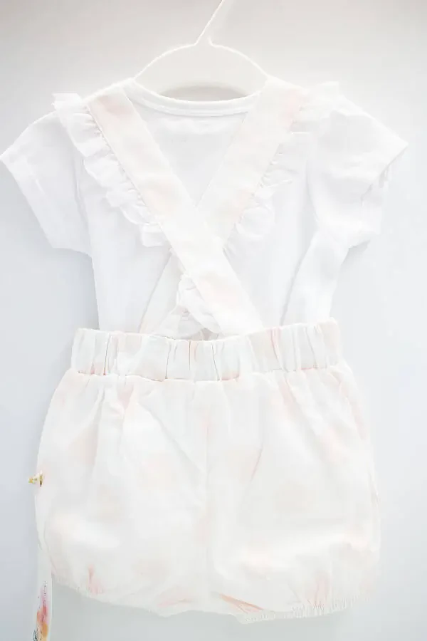 2 PIECE CUTE ANIMALS GIRL BABY DUNGAREE GIRL BABY SET - 4