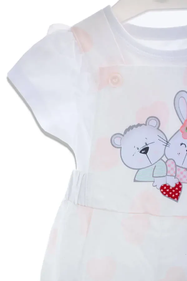 2 PIECE CUTE ANIMALS GIRL BABY DUNGAREE GIRL BABY SET - 5