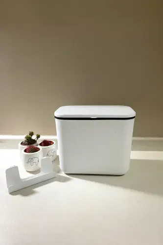 2-Piece Dish Set Vailo and 8 Lt Kitchen Countertop and Cabinet Hanging Trash Can White Kitchen Set-White - 5