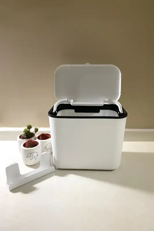 2-Piece Dish Set Vailo and 8 Lt Kitchen Countertop and Cabinet Hanging Trash Can White Kitchen Set-White - 6