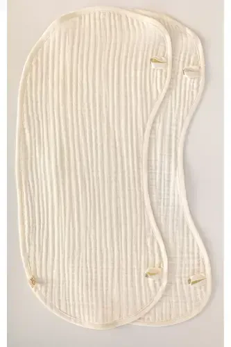 2-Piece Ecru 100% Organic Cotton 8-Layer Muslin Baby Bib and 8-Layer Burp Cloth / Bandana Bib - 2
