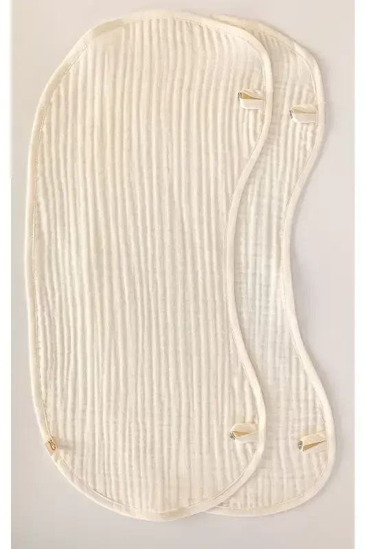 2-Piece Ecru 100% Organic Cotton 8-Layer Muslin Baby Bib and 8-Layer Burp Cloth / Bandana Bib - 2