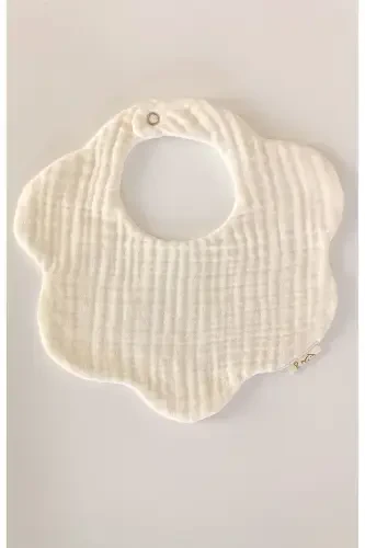 2-Piece Ecru 100% Organic Cotton 8-Layer Muslin Baby Bib and 8-Layer Burp Cloth / Bandana Bib - 3