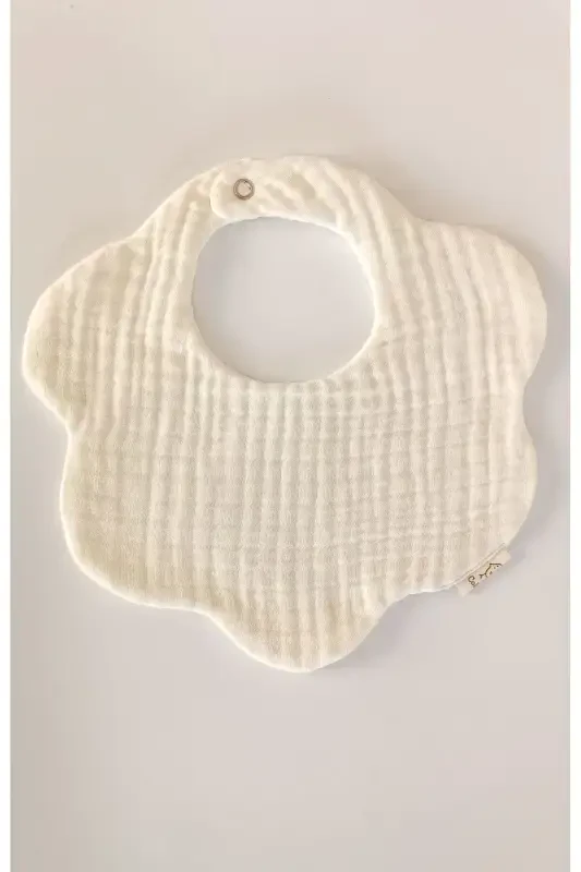 2-Piece Ecru 100% Organic Cotton 8-Layer Muslin Baby Bib and 8-Layer Burp Cloth / Bandana Bib - 3
