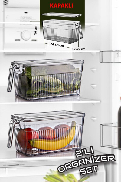 2-Piece Lidded Handle Strainer Cabinet Organizer - OPEN HOME CONCEPT