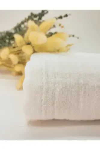 2-Piece Muslin Baby Blanket Set | 100x100 Cm | 100% Cotton | Ecru & Gray | For Sensitive Skin-Ecru - VITA CHERIE (1)