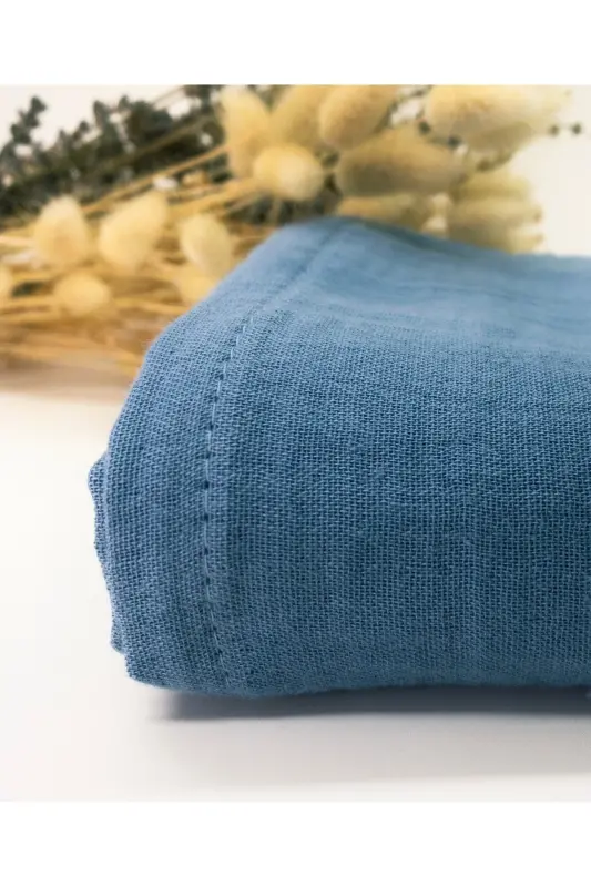 2-Piece Muslin Baby Blanket Set | 100x100 Cm | 100% Cotton | Ecru & Indigo Blue | For Sensitive Skin-Indigo - 2