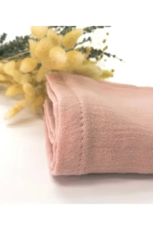2-Piece Muslin Baby Blanket Set | 100x100 Cm | 100% Cotton | Ecru & Pink | For Sensitive Skin - Ecru Pink - 1