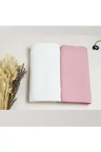 2-Piece Muslin Baby Blanket Set | 100x100 Cm | 100% Cotton | Ecru & Pink | For Sensitive Skin - Ecru Pink - 6