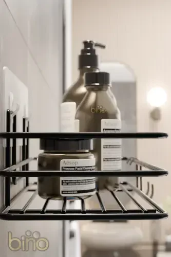 2-Piece Set Bathroom Organizer Shampoo Holder Matte Black - 3