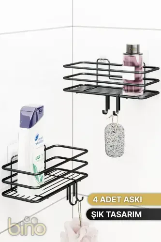 2-Piece Set Bathroom Organizer Shampoo Holder Matte Black - 7