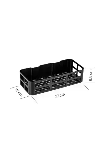 2-Piece Set Bathroom Shower Shelf Shampoo Soap Holder Black ADHESIVE Shower Organizer Waterproof Plastic - 8