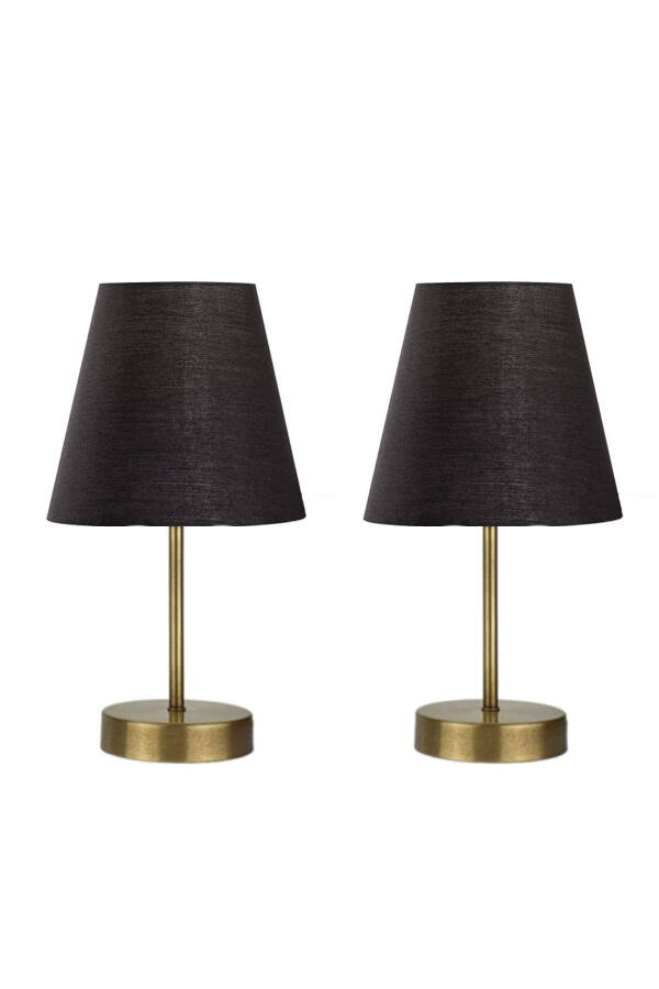 2 Piece Set Marla Antique Modern Metal Base Black Fabric Shade Table Lamp - 3