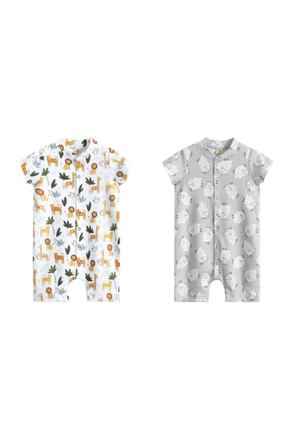 2-Piece Short-Sleeved Romper with Print Organic Cotton for Baby - 1