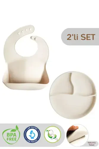 2-Piece Silicone Baby Feeding Set - Suction Plate - 1