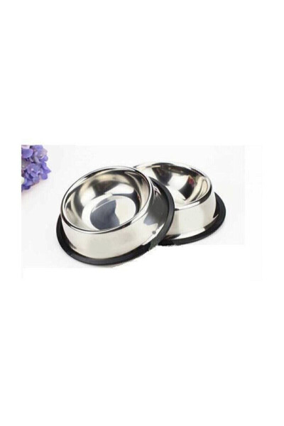 2 Piece Stainless Steel Food and Water Bowls, Base Diameter 16 Cm (250 ML-8 OZ) - 2