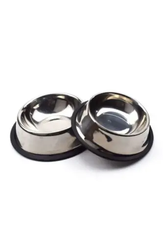 2 Piece Stainless Steel Food and Water Bowls, Base Diameter 16 Cm (250 ML-8 OZ) - 1