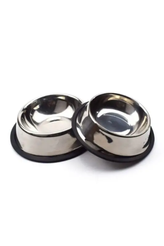 2 Piece Stainless Steel Food and Water Bowls, Base Diameter 16 Cm (250 ML-8 OZ) - 1