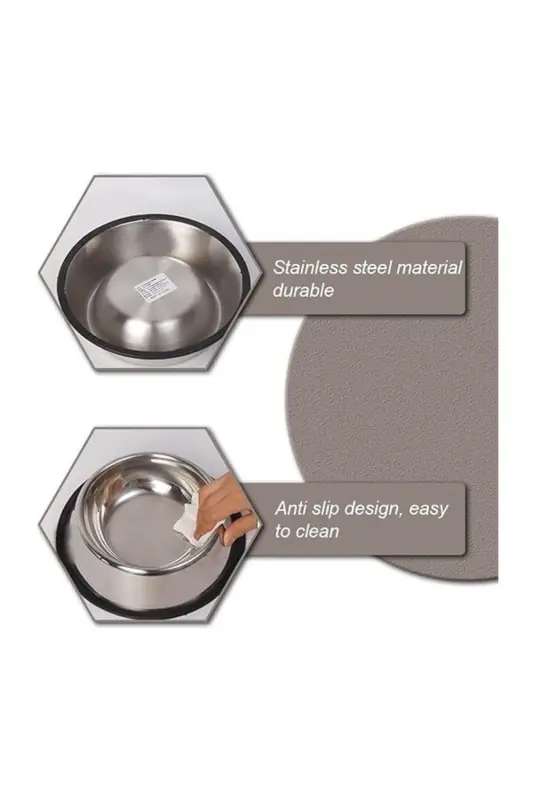 2 Piece Stainless Steel Food and Water Bowls, Base Diameter 16 Cm (250 ML-8 OZ) - 8