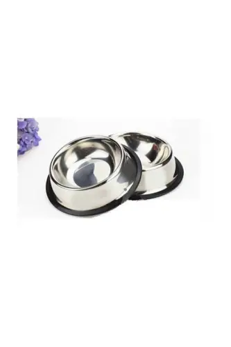 2 Piece Stainless Steel Food and Water Bowls, Base Diameter 16 Cm (250 ML-8 OZ) - DUFFA (1)