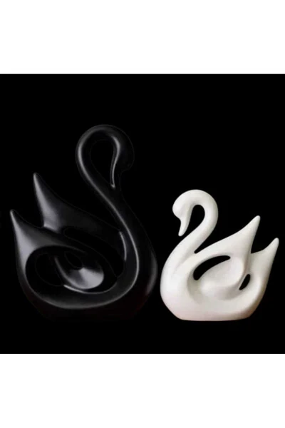 2 Piece Swan Figurine Sculpture Decoration Accessory Object - Modazone