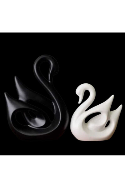 2 Piece Swan Figurine Sculpture Decoration Accessory Object - RAKAYMU