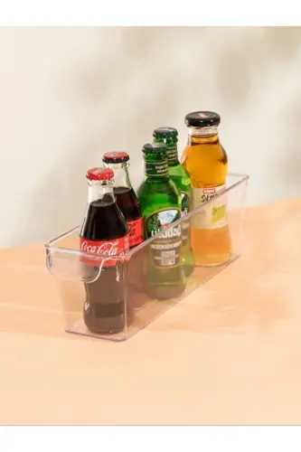 2-Piece Transparent Refrigerator Organizer - Slim In-Cabinet Organizer Multipurpose Bottle Jar Organizer - AKTURK HOME (1)