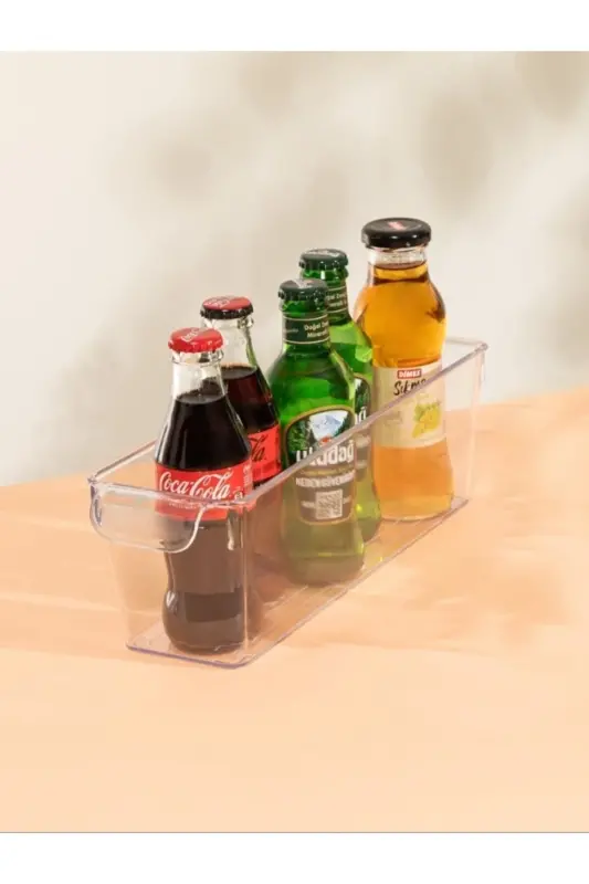 2-Piece Transparent Refrigerator Organizer - Slim In-Cabinet Organizer Multipurpose Bottle Jar Organizer - 2