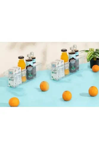 2-Piece Transparent Refrigerator Organizer - Slim In-Cabinet Organizer Multipurpose Bottle Jar Organizer - 4