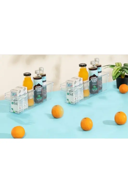 2-Piece Transparent Refrigerator Organizer - Slim In-Cabinet Organizer Multipurpose Bottle Jar Organizer - 4