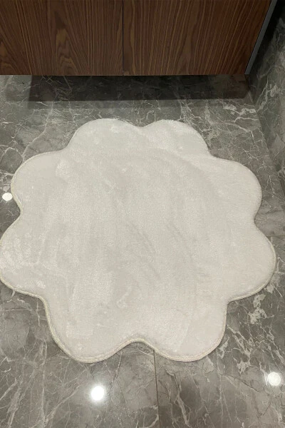 2-Piece White Bathroom Rug Set Plush Shaggy Rug Toilet Set (80x80 and 100x100) - 4