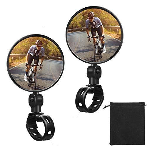 2 Pieces Bike Mirror Cycling Rear Mirror Adjustable 360 Degree Rotatable Handlebar Rearview Bicycle Mirrors Shockproof Wide Angle Acrylic Convex Safety Mirror for Most Mountain Road Bike - 1