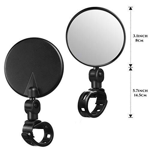 2 Pieces Bike Mirror Cycling Rear Mirror Adjustable 360 Degree Rotatable Handlebar Rearview Bicycle Mirrors Shockproof Wide Angle Acrylic Convex Safety Mirror for Most Mountain Road Bike - 2