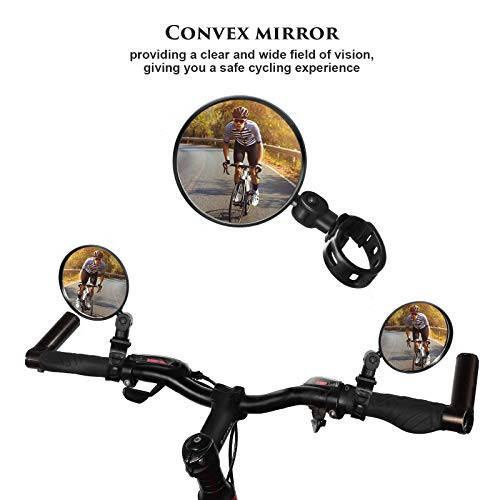 2 Pieces Bike Mirror Cycling Rear Mirror Adjustable 360 Degree Rotatable Handlebar Rearview Bicycle Mirrors Shockproof Wide Angle Acrylic Convex Safety Mirror for Most Mountain Road Bike - 4